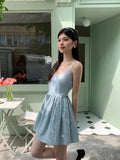 IFOMT Spring Outfit Korean Style Sexy Backless Women Dress Sleeveless Summer Women Dress High Waist Mini Dress