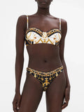 IFOMT Courtl Vintage Gold Print One-piece Bikini Swimwear Costume Sexy Fashion Slim Fit Swimsuit With Long Trousers Beach Holiday 2024