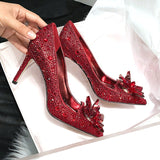 IFOMT  Cinderella Shoes Rhinestone High Heels Women Pumps Pointed toe Woman Crystal Party Wedding Shoes 5cm/7cm/9cm