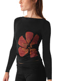 IFOMT Women Y2k Graphic Baby Tee Long Sleeve Printed Crop Top Teen Girls Slim Fit Aesthetic Flower Shirt Streetwear