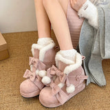 IFOMT Winter Lolita Style Warm Plush Women Snow Boots Fashion Platform Thick Heel Short Booties Casual Comfort Cotton Shoes