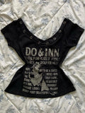 IFOMT American Vintage Letter Print Black Short Sleeve T-shirts+ Y2k Sexy Slim Fit Striped Vest 2024 Summer New Two Piece Sets