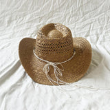 IFOMT Summer Beach Holiday Straw Hat Vintage Handmade Women Men Bohemian Hollow Out Cowboy Hats Shell Beads Sun Hat Fishing Cap