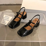 IFOMT  African Woman Shoe Mary Jane Summer High Heels Chunky Sandals Navy Blue Pumps Sweet 2024 Burgundy Straps Lolita Closed Black Bei