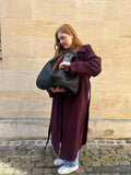 IFOMT Burgundy Wool Blends With Belt Long Coat For Women Fashion Lapel Full Sleeves Oversize Jacket 2024 New Office Lady Outerwear