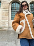 IFOMT Women Warm Thickened Suede Jackets With Pockets Fashion Oversized Lapel Buttons Loose Coats 2024 New Lady Commute Outwear
