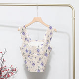 IFOMT Women's Sexy Vintage French Style Slim Fit Camisole Top Short Bandeau Tube Top With Padded Breasts Y2K Casual Party Streetwear