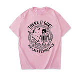IFOMT Women There It Goes My Last Fck T-Shirt College Daily Tee Retro Dark Academic Casual Print T-shirt Apparel Y2K Top Book Lover