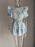 Ifomt 2023 Summer Short Sleeve Natasha Mini Dress Women Ruffled A-line Dress
