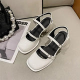 IFOMT  African Woman Shoe Mary Jane Summer High Heels Chunky Sandals Navy Blue Pumps Sweet 2024 Burgundy Straps Lolita Closed Black Bei