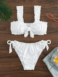 IFOMT Schiffy Knot Front Tie Side Bikinis 2024 White Swimsuit Women Swimwear Female Sexy Bathers Bathing Swimming Swim Suit Beachwear