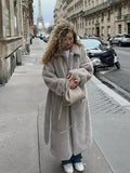 IFOMT Winter Solid Thicken Faux Fur Long Coat For Women Fashion Lapel Single Breasted Overcoat 2024 New Lady Warm Street Outerwear