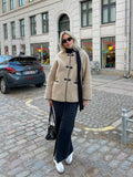IFOMT Women Warm Lamb Wool Thick Coat Elegant Round Neck Long Sleeve Single Breasted Jacket 2024 Autumn Lady High Street Outerwear