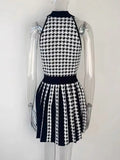 IFOMT High Street Newest 2024 Fashion Elegant Houndstooth Knitted Dress For Women Sleeveless Sexy Summer Dress Casual Party Dresses