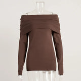 IFOMT Women's Sweater Pullovers Long Sleeve Knitted One-Shoulder Sexy Slim Top Solid Color Autumn Winter 2024 Fashion Casual
