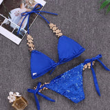 IFOMT Shiny Sexy Bikinis Swimsuit With Rhinestones Women Swimwear Female Push Up Bikini Beach Swim Wear Bathing Suits Pool Bather 2024