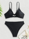 IFOMT Bikini Women Swimsuit 2024 New Solid Black High Waist Bikinis Set Lace Up Bathing Suit Swimwear Summer Brazilian Beach Two Piece