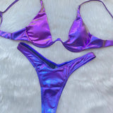 IFOMT Sexy Triangle Bikini 2023 holographic Purple Push Up Thong Swimwear Brazilian Bandage Bathing Suit Swimsuit Micro Biquini