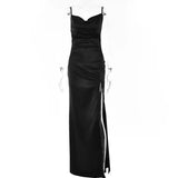 IFOMT Spaghetti Strap Dress Black Green Party Club Bodycon Sexy Elegant Long Dress Ladies