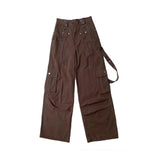 Ifomt Y2k Vintage Cargo Pants Women Brown Streetwear Baddies Pocket baggy Trousers Oversized Retro Korean Fashion 90s Aesthetic