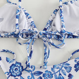 IFOMT sexy floral print micro bikini blue and white porcelain bikini swimwear swimsuit women biquini thong bikini set bathing suits