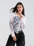IFOMT Y2K Grunge T Shirt Women Aesthetics Graphic Tops Long Sleeve 2000s Vintage Harajuku Emo Tees Grunge Clothes Streetwear