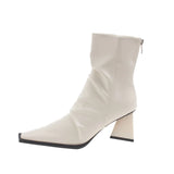 IFOMT Autumn New Small Square Head Thick High Heel Short Boots Riding Boots High Heels Fashion Boots Shaped Triangle Heel