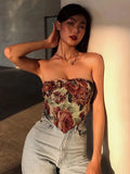 IFOMT Summer Sexy Off-Shoulder Tube Tops 2024 New Strapless Backless Printed Tank Top Vest Vintage Corset Camis Party Clubwear