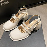 IFOMT  African Woman Shoe Mary Jane Summer High Heels Chunky Sandals Navy Blue Pumps Sweet 2024 Burgundy Straps Lolita Closed Black Bei