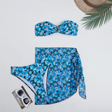 IFOMT 2024 Swimsuit Women's Split Three-Piece Printed Metal U-Shaped Bikini Bikini Swimsuit