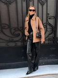IFOMT Brown Woolen Short Coat With Pockets Women Fashion Loose Single Breasted Warm Jackets Casual High Street Commute Outerwear