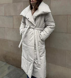 IFOMT Long Cotton-padded Jacket For Women Autumn Winter New Warm Loose With Belt Parkas Coat Female Clothes Solid Color Casual