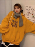IFOMT Oversized American Retro Hoodies Women Korean Casual Hooded Sweatshirts Thicken Warm Top Harajuku Pullover Autumn 2024