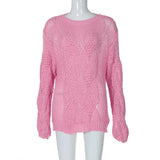 IFOMT Women's Hand-knitted Twist Sweater Pullover Loose Fashion Versatile Long Sleeve Knitted Top Solid Color Autumn Winter New