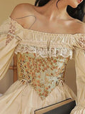 IFOMT Women Y2k Vintage Floral Print Vest Sexy Bodycon Boat Neck Jacquard Camisole Flounce Irregular Suspender Corset Tops
