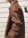 IFOMT Fashion Brown Single Breasted Short Jacket Women Lapel Long Sleeve Loose Coats With Pockets 2024 Autumn Lady Casual Outerwear