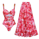 IFOMT 2024 High Quality One Piece Swimsuit Floral Ruffle Printed Push Up Women Bikini Set Swimwear Slimming Bathing Suit Beach Wear