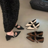 IFOMT  2024 Summer New Women's Sandals Flat Shoes Women's Pointed Single Shoe Sandals Women's Thick Sole Zapatos De Mujer  White Heels