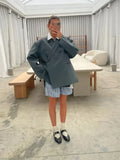 IFOMT Lapel Button Side Slit Blazer Coat Office Women‘s Elegant Loose Long Sleeves Coat 2024 Fall New Streetwear Suit Jacket