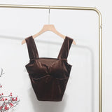 IFOMT Women's Sexy Vintage French Style Slim Fit Camisole Top Short Bandeau Tube Top With Padded Breasts Y2K Casual Party Streetwear