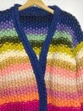 IFOMT Multicolor Striped Crochet Knit Cardigan