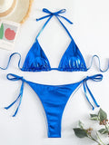 IFOMT Sexy Metallic Halter Bikinis Sets Lace Up Triangle Tie Side Bikini 2024 Swimsuit Women Swimwear Brazilian Female Bathing Suits