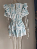 Ifomt 2023 Summer Short Sleeve Natasha Mini Dress Women Ruffled A-line Dress