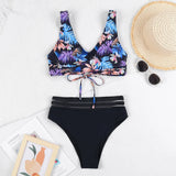 IFOMT Lace Up High Waist Bikini 2024 Woman Swimsuit Women Swimwear Bathing Suit Padded Push Up Floral Print Swimsuit Women Bikini Set