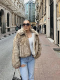 IFOMT Winter Autumn Warm Thick Fluffy Fur Zipper Coat Women Fashion Lapel Long Sleeves Loose Jacket 2024 Lady High Street Outwear