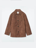 IFOMT Fashion Brown Single Breasted Short Jacket Women Lapel Long Sleeve Loose Coats With Pockets 2024 Autumn Lady Casual Outerwear