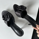 IFOMT  2024 Summer Fashion Flower Woman Slippers Thin Low Heels Party Stripper Ladies Mules Slides Zapatos Mujer