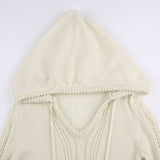 IFOMT Hooded Knitted Sweater Hairball Mini Dress