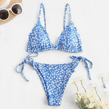 IFOMT Bikini 2024 Women Y2k Two Piece Floral Print Swimsuit Trendy Suspender Lace Up Bikini Swimwear Summer Hawaiian Bathing Suit