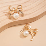 IFOMT Elegant Bow Bowknot Drop Earrings for Women Trend 2024 Imitation Pearl Piercing Hanging Earring Wed Jewelry Accessories